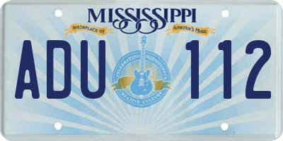 MS license plate ADU112