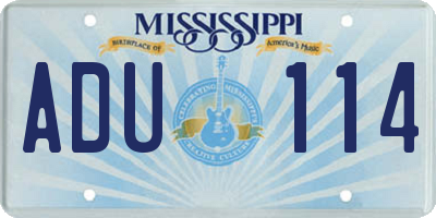 MS license plate ADU114