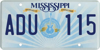 MS license plate ADU115