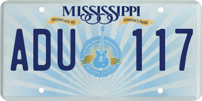 MS license plate ADU117