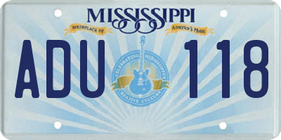 MS license plate ADU118
