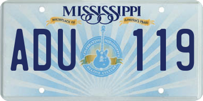MS license plate ADU119
