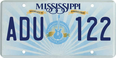 MS license plate ADU122