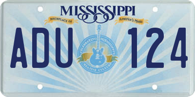 MS license plate ADU124