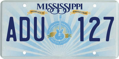 MS license plate ADU127