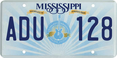 MS license plate ADU128