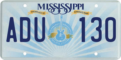 MS license plate ADU130