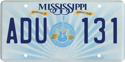 MS license plate ADU131
