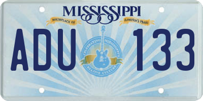 MS license plate ADU133