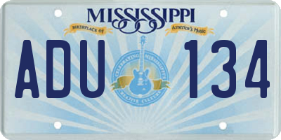 MS license plate ADU134