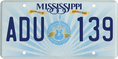 MS license plate ADU139