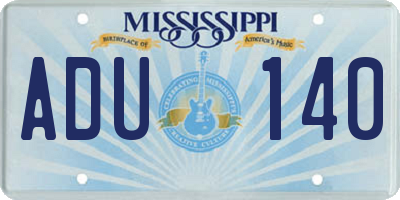 MS license plate ADU140