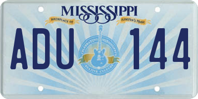 MS license plate ADU144