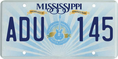 MS license plate ADU145