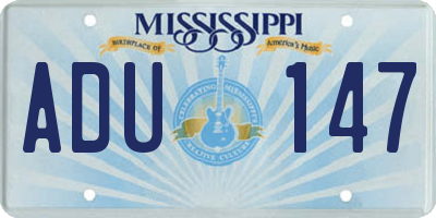 MS license plate ADU147