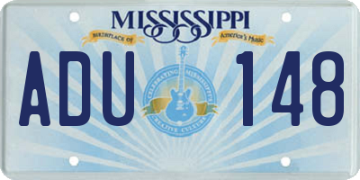 MS license plate ADU148