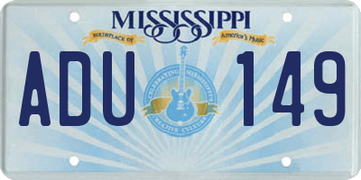 MS license plate ADU149
