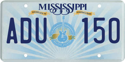 MS license plate ADU150