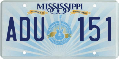 MS license plate ADU151