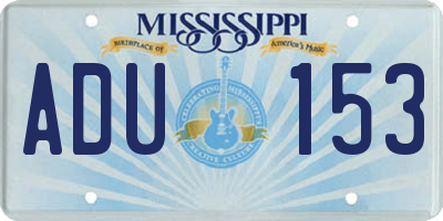 MS license plate ADU153