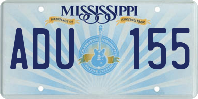 MS license plate ADU155