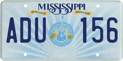 MS license plate ADU156