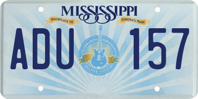 MS license plate ADU157
