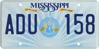 MS license plate ADU158