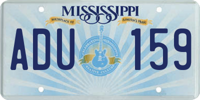 MS license plate ADU159