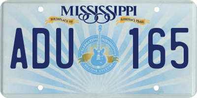 MS license plate ADU165