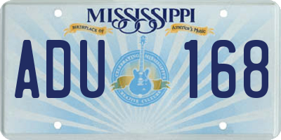 MS license plate ADU168