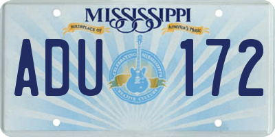 MS license plate ADU172