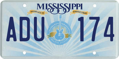 MS license plate ADU174