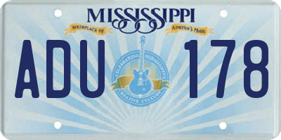 MS license plate ADU178