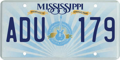 MS license plate ADU179