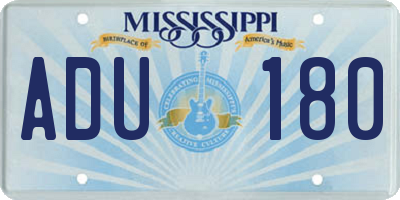 MS license plate ADU180