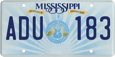 MS license plate ADU183