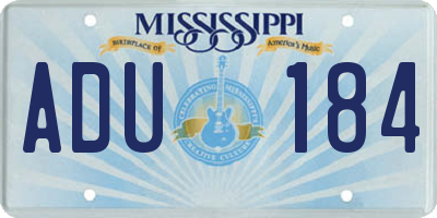 MS license plate ADU184