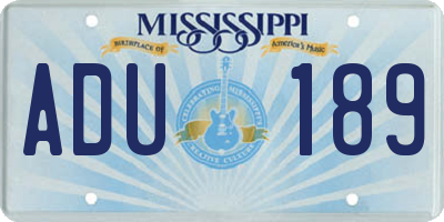 MS license plate ADU189