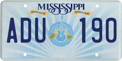 MS license plate ADU190