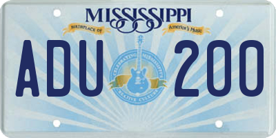 MS license plate ADU200