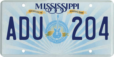 MS license plate ADU204