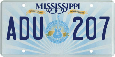 MS license plate ADU207