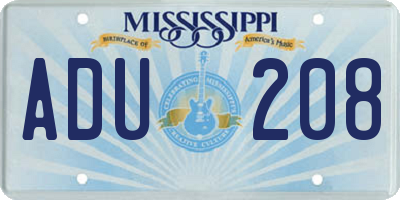 MS license plate ADU208