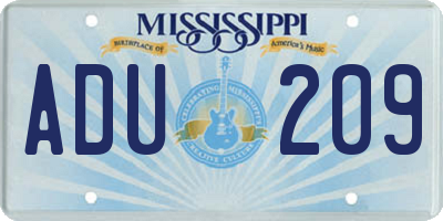 MS license plate ADU209