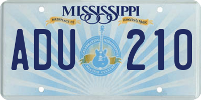 MS license plate ADU210