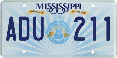MS license plate ADU211