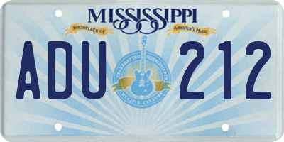 MS license plate ADU212