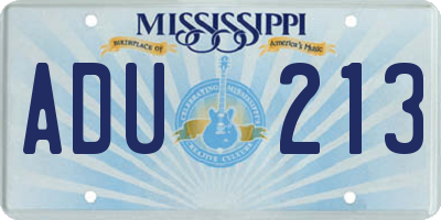 MS license plate ADU213