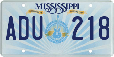 MS license plate ADU218